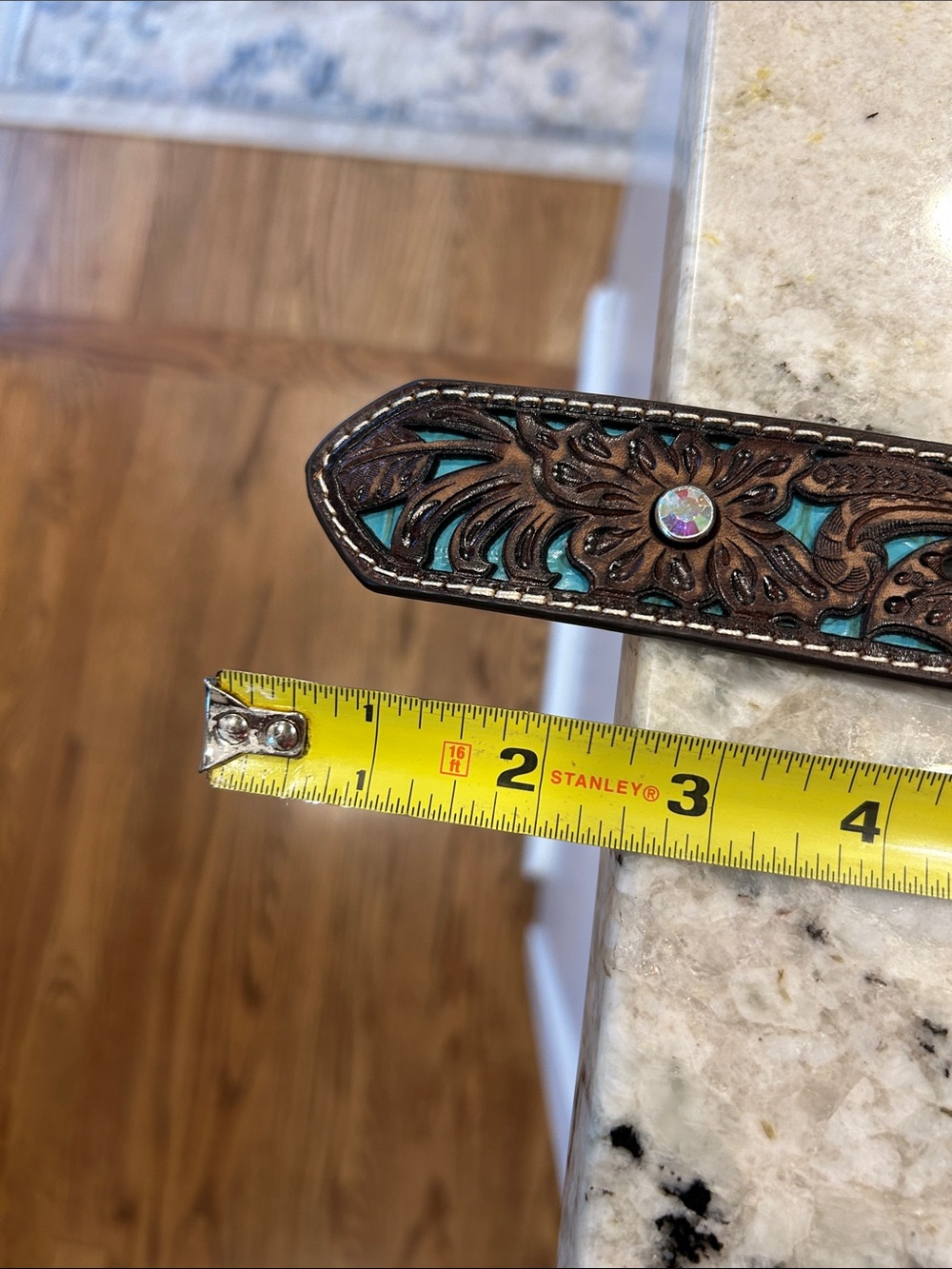 Ariat Brown Leather Belt with Turquoise Accents & Ornate Silver Buckle - Picture 7 of 7